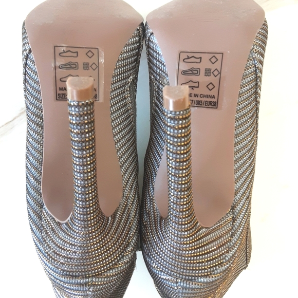 QUPID Metallic Silver Gold Pewter Stiletto Ankle Boots Sz 7M - Picture 8 of 9